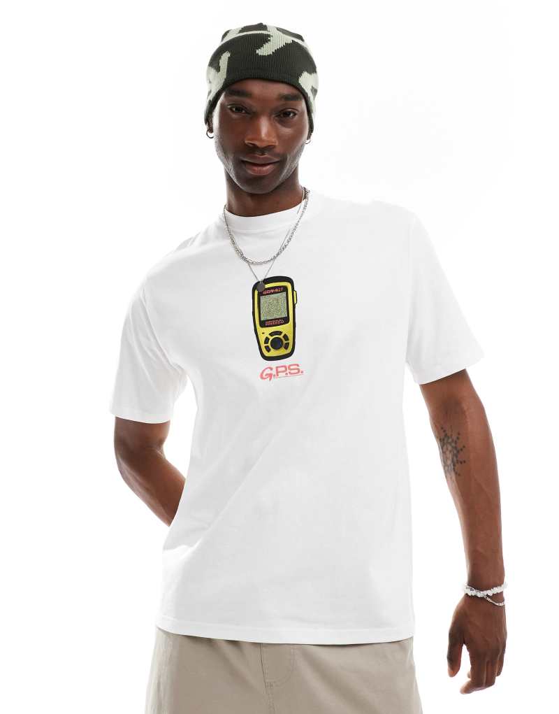 Gramicci gps graphic t-shirt in white  Gramicci