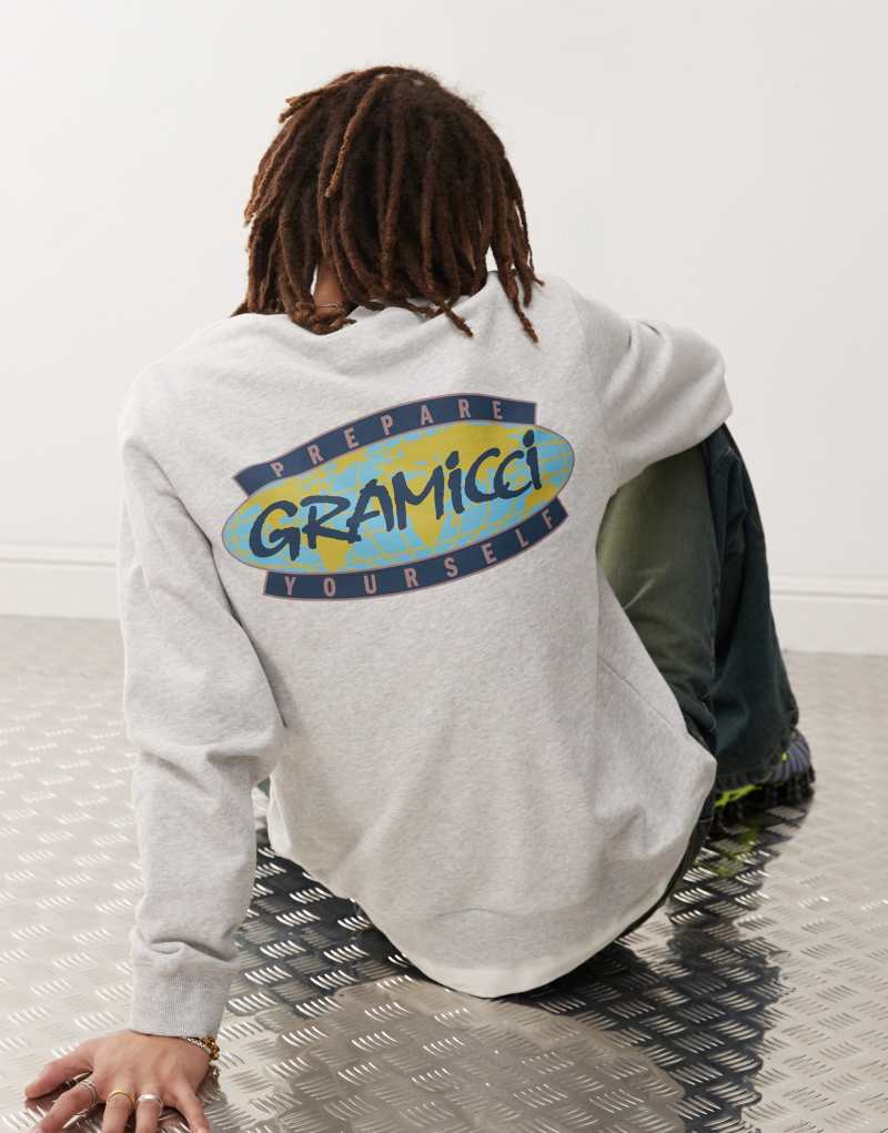 Gramicci prepare yourself graphic sweatshirt in gray heather  Gramicci