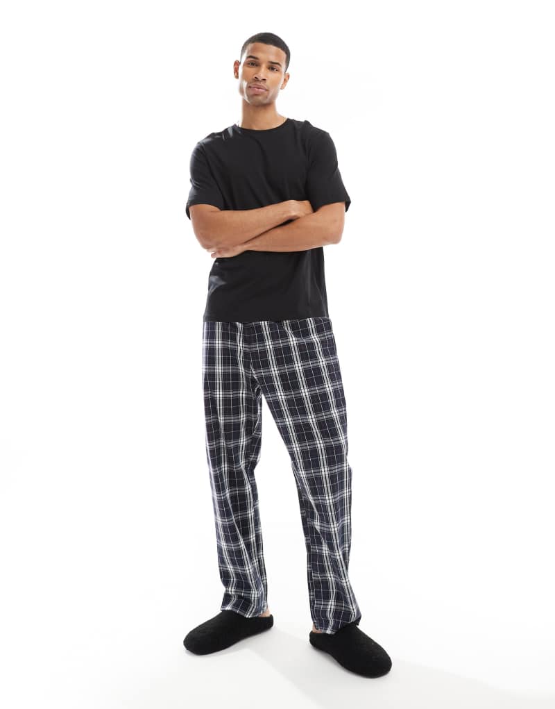 Jack & Jones pajama set in black plaid  Jack & Jones