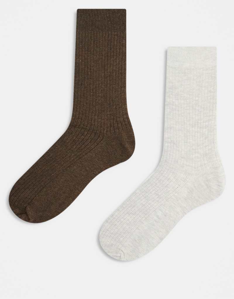 Jack & Jones premium 2 pack sock in light gray and brown Jack & Jones