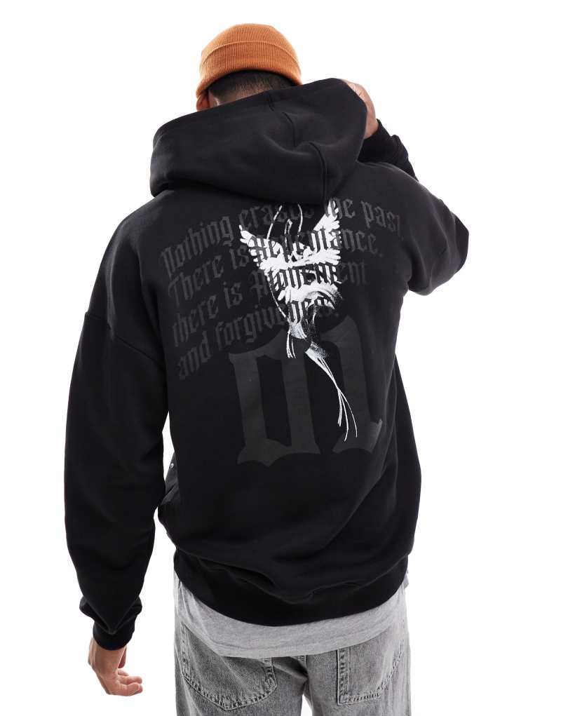 Liquor N Poker motif back hoodie in black Liquor N Poker