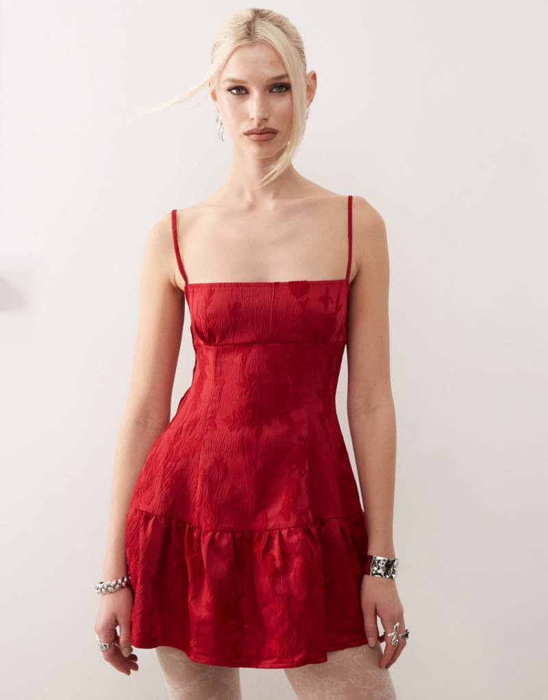 Motel oshi open back mini cami dress in red Motel