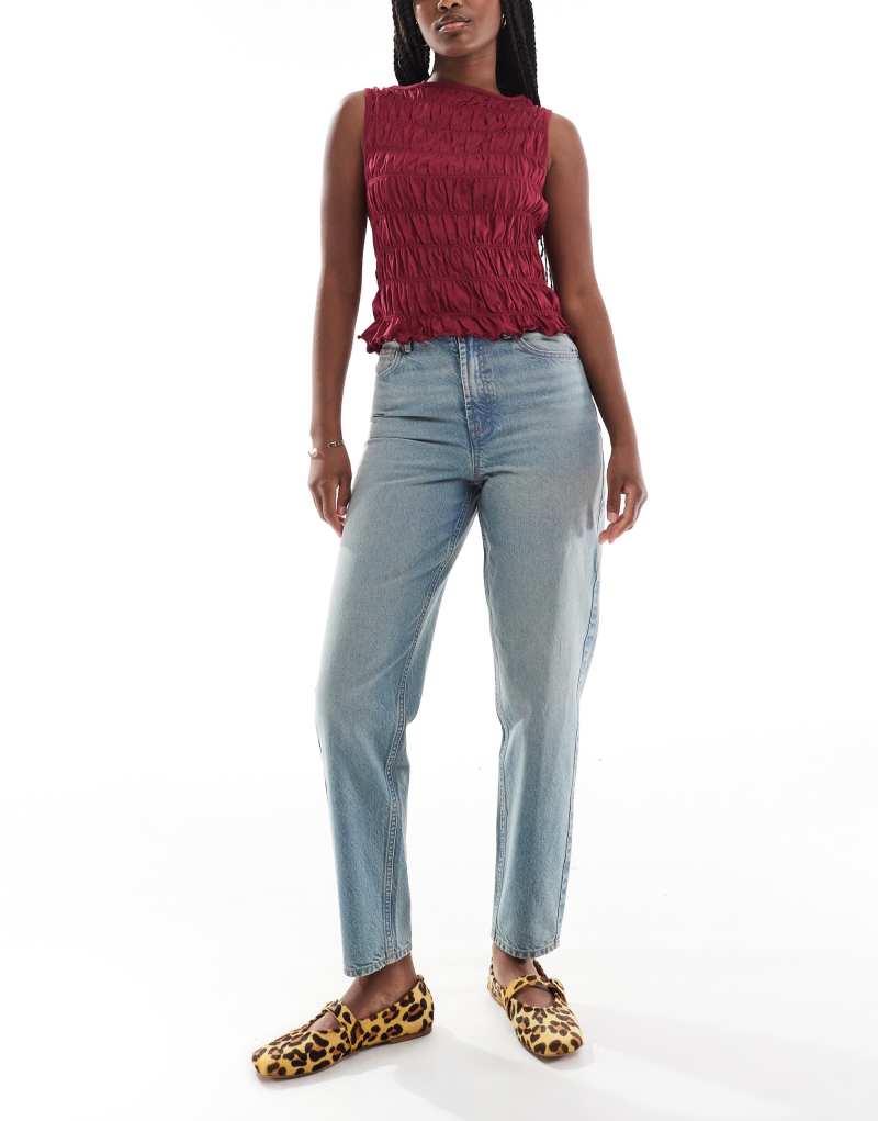 Miss Selfridge high rise mom jeans in dirty wash Miss Selfridge