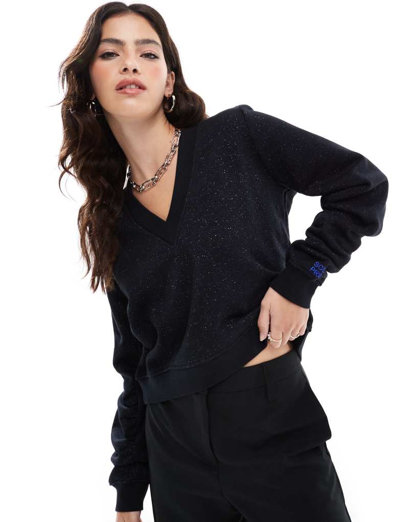 Scalpers gathered lurex sweater in black   Scalpers