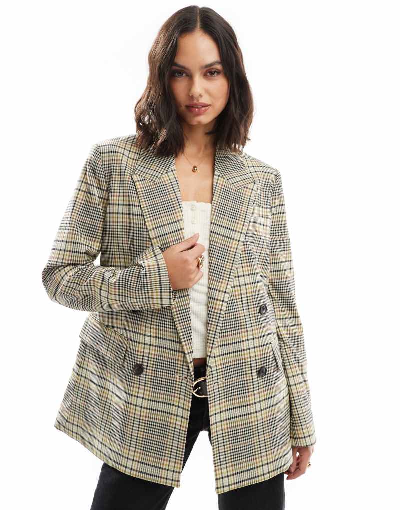 Scalpers Plaid Blazer In Lime   Scalpers