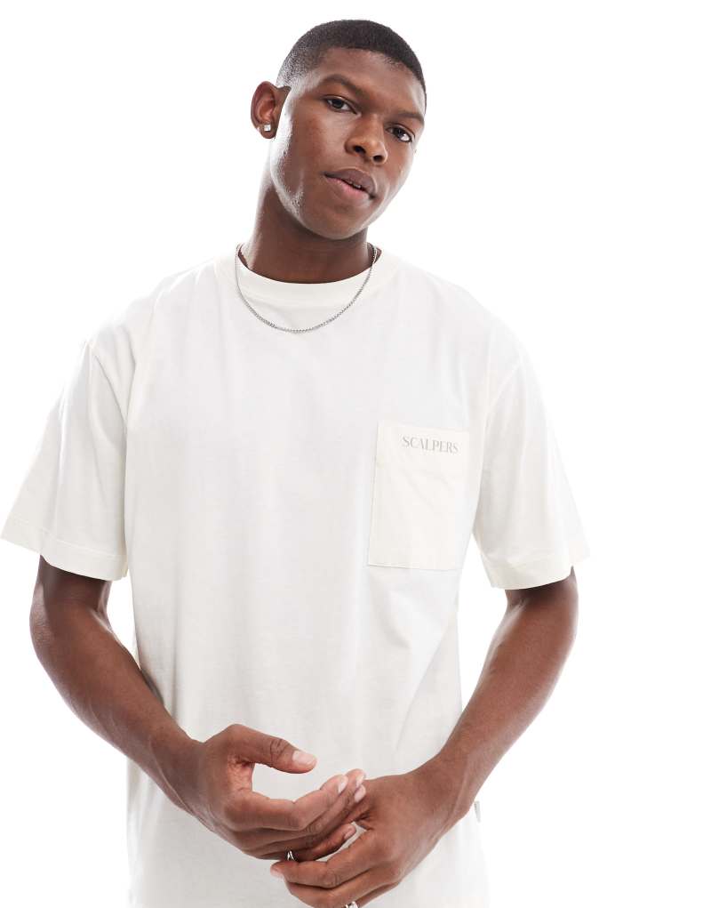 Scalpers pocket logo tee in cream  Scalpers