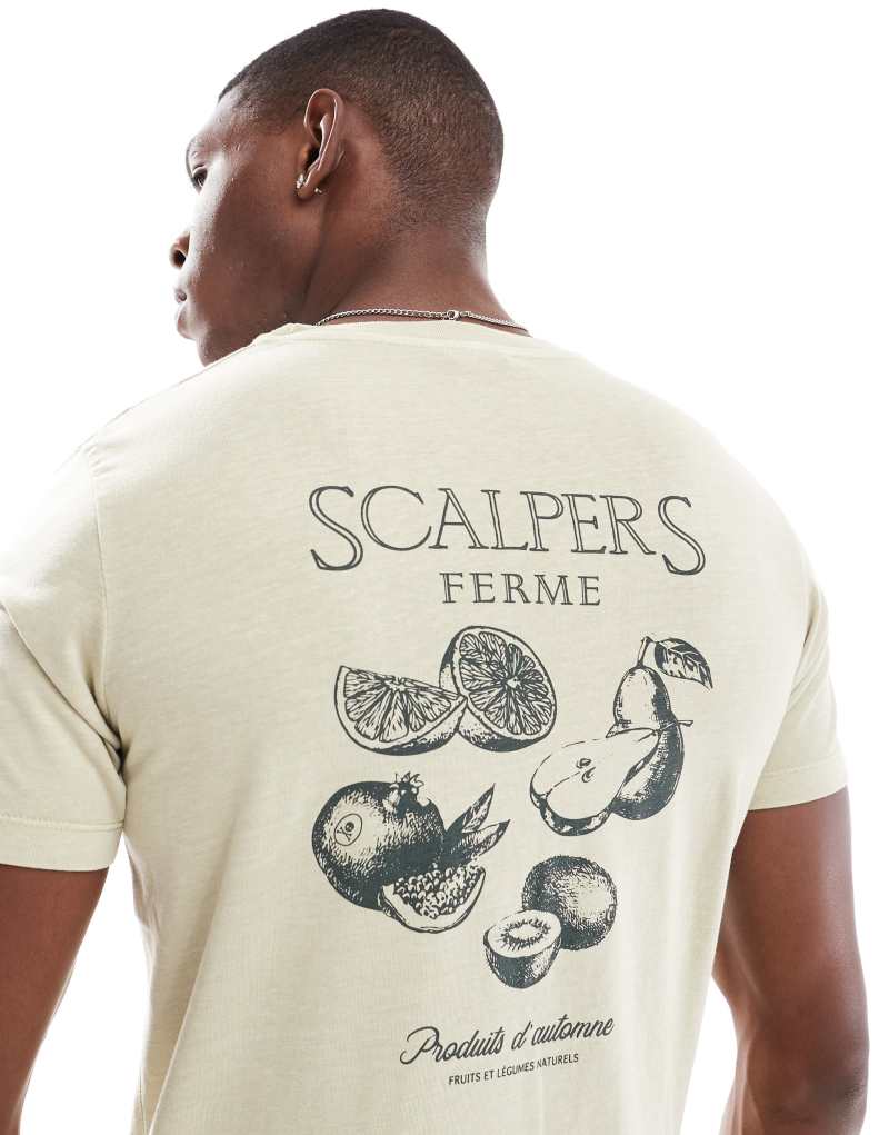 Scalpers Ferme Tee In Light Khaki  Scalpers