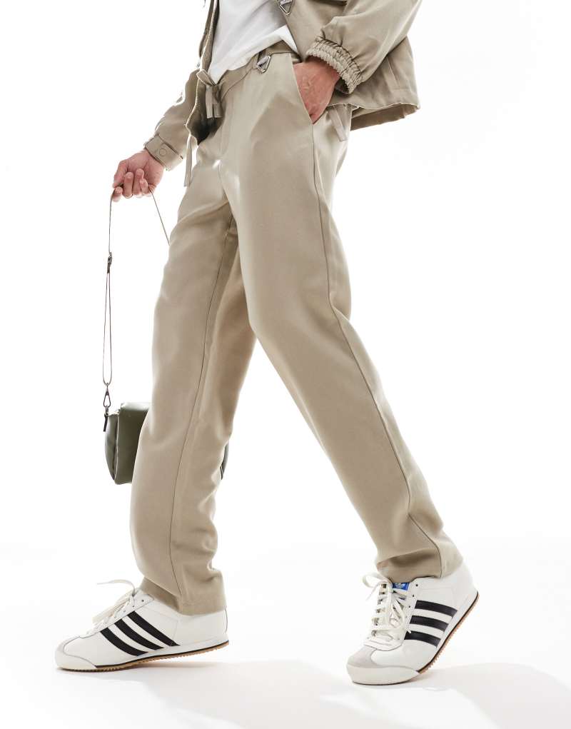 Sixth June relaxed pants with elasticated waist in beige Sixth June