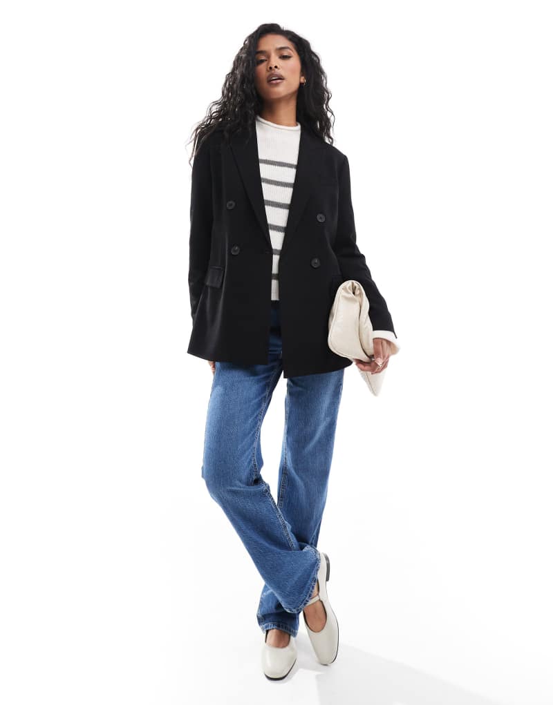 Stradivarius oversized blazer in black Stradivarius