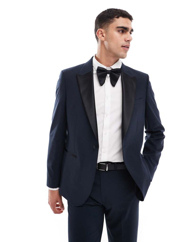 ASOS DESIGN slim fit tuxedo jacket in deep navy ASOS DESIGN