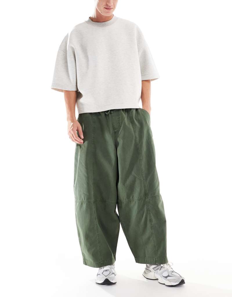 ASOS DESIGN wide balloon fit pants in dark green ASOS DESIGN