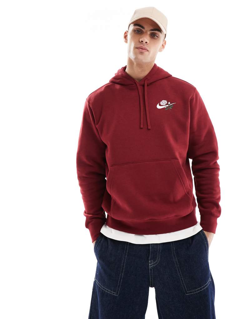 Nike Rose Swoosh logo hoodie in red Nike