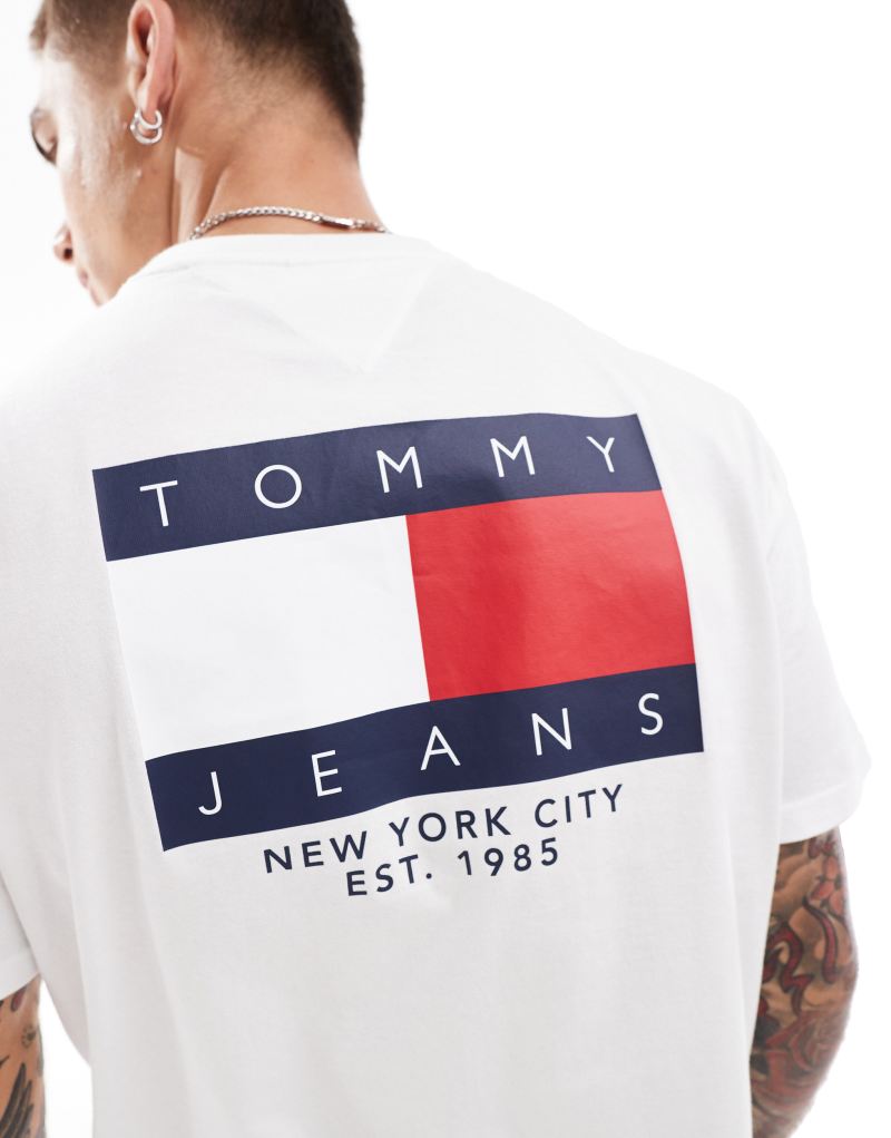 Tommy Jeans flag logo back print T-shirt in white Tommy Jeans