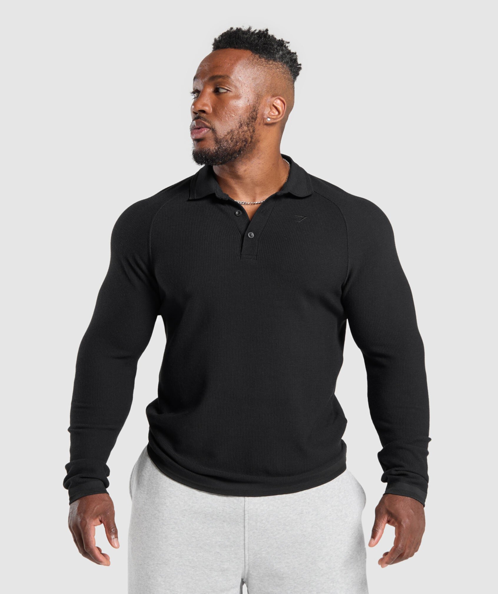 Long Sleeve Waffle Polo Shirt Gymshark