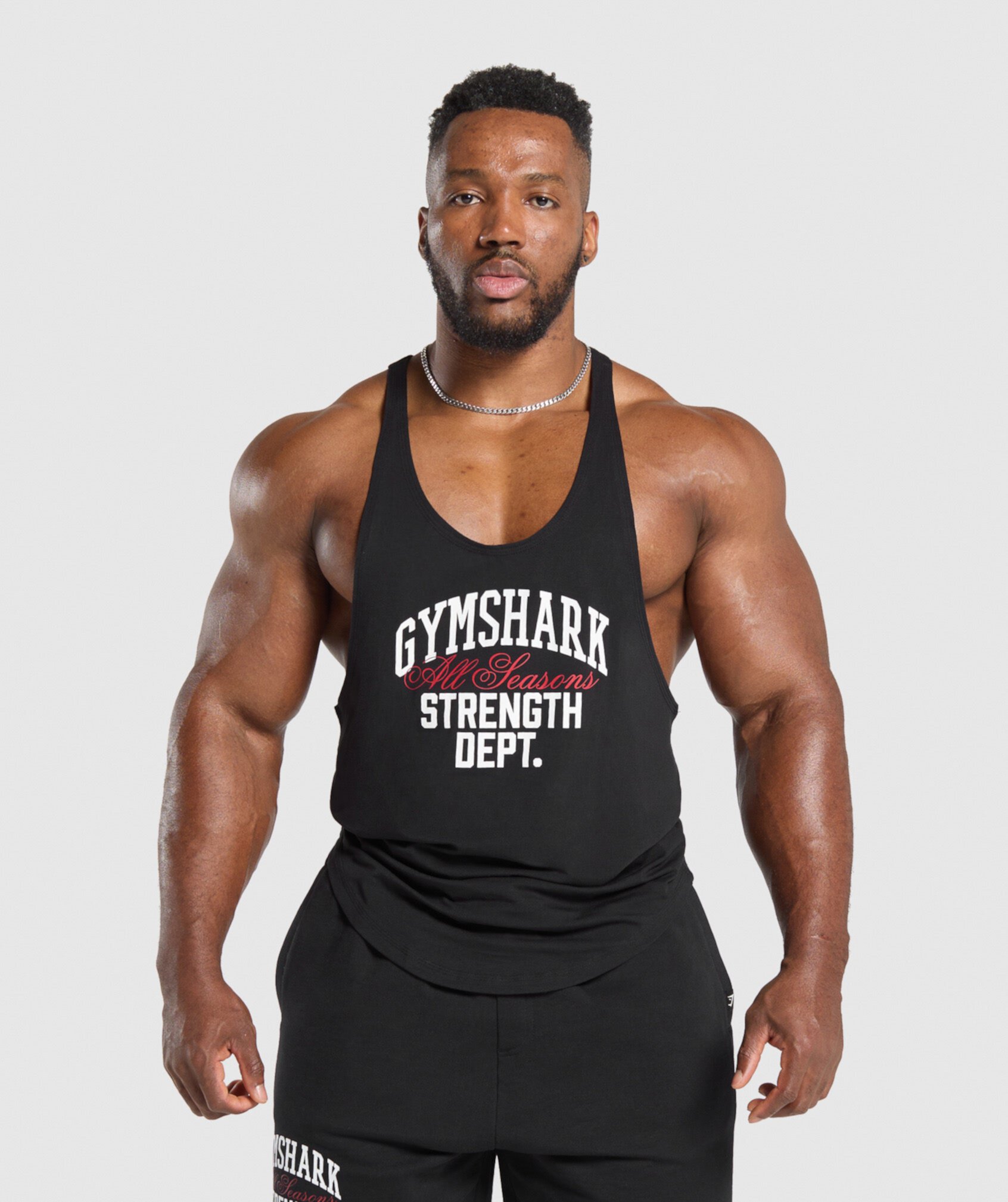 Майка Trophy Graphic Stringer с принтом 'All Season Strength' и тонкими бретелями Gymshark