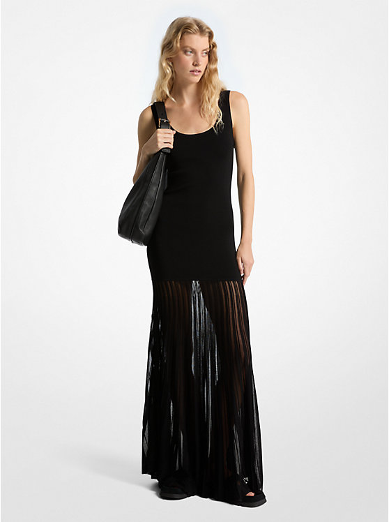 Stretch Viscose Blend Sheer Maxi Dress Michael Kors