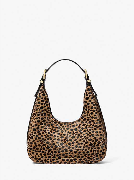 Nolita Small Cheetah Print Calf Hair Hobo Shoulder Bag Michael Kors