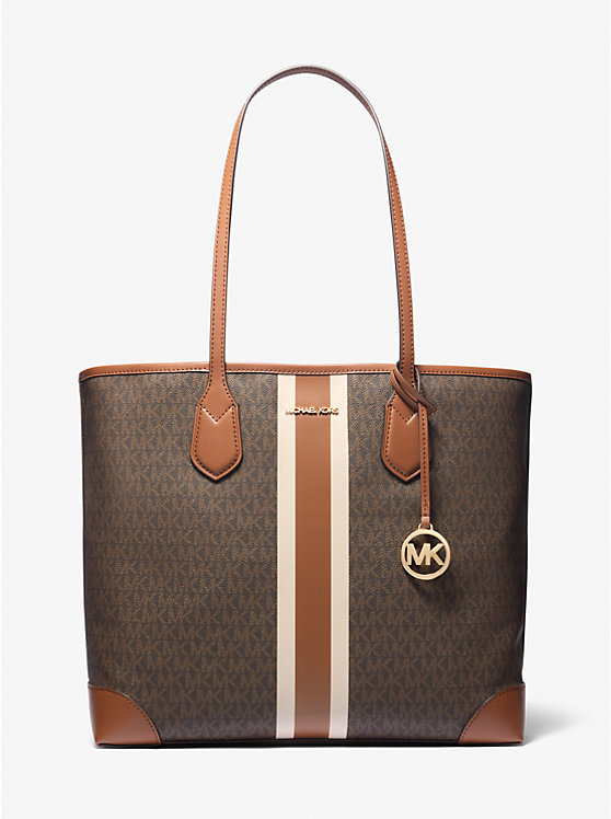 Eva Large Signature Logo Stripe Tote Bag Michael Kors