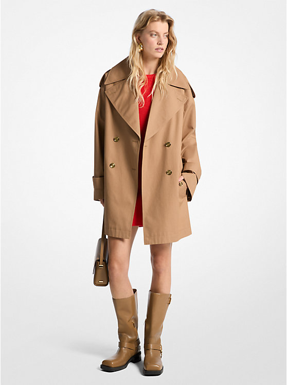 Oversized Cotton Twill Trench Coat Michael Kors