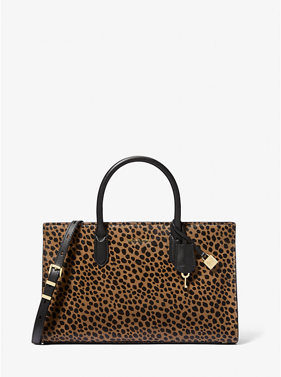 Scarlett Medium Cheetah Print Calf Hair Satchel Michael Kors