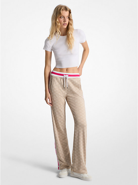 Logo Jacquard Knit Side-Snap Track Pants Michael Kors