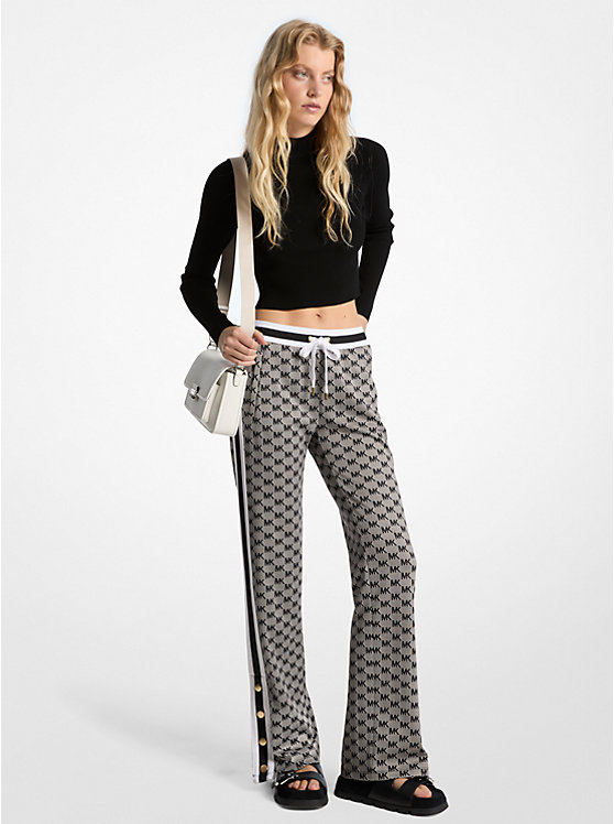 Logo Jacquard Knit Side-Snap Track Pants Michael Kors