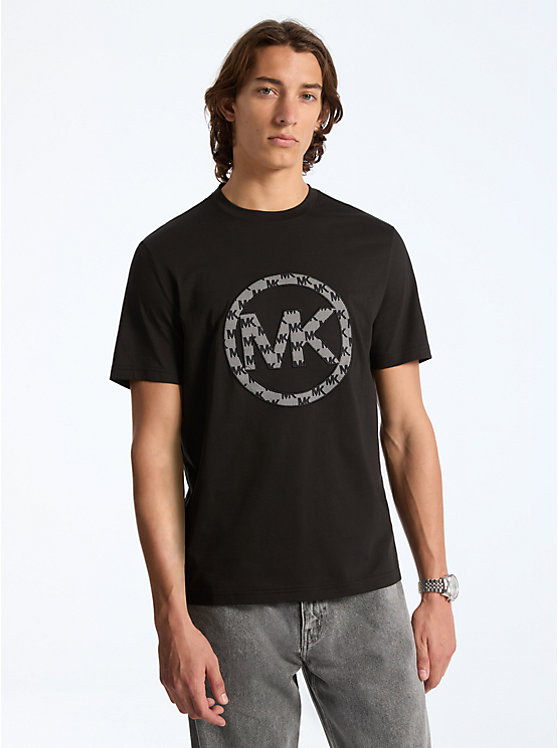 Logo Charm Jacquard Cotton T-Shirt Michael Kors