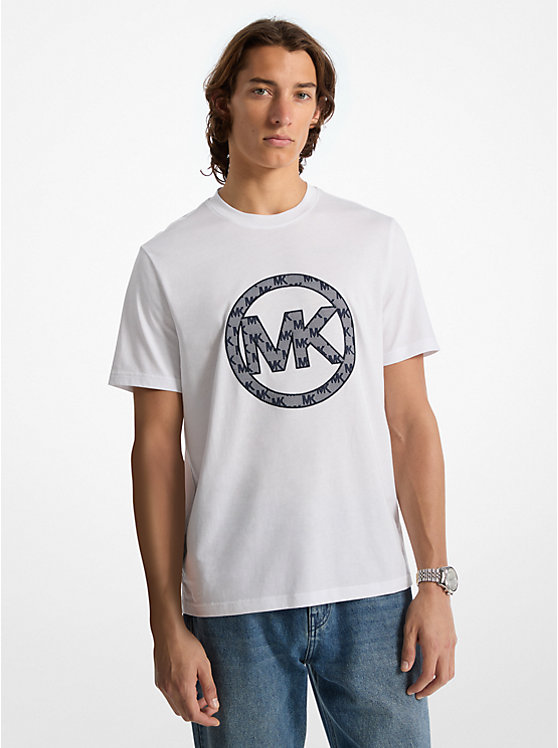 Logo Charm Jacquard Cotton T-Shirt Michael Kors