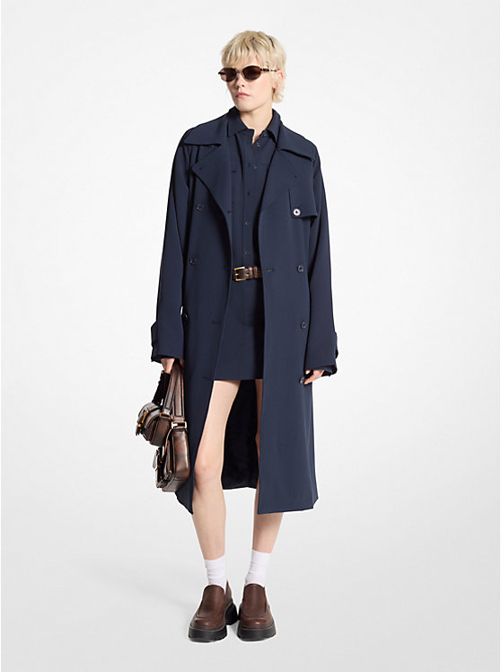 Textured Crepe Belted Trench Coat Michael Kors