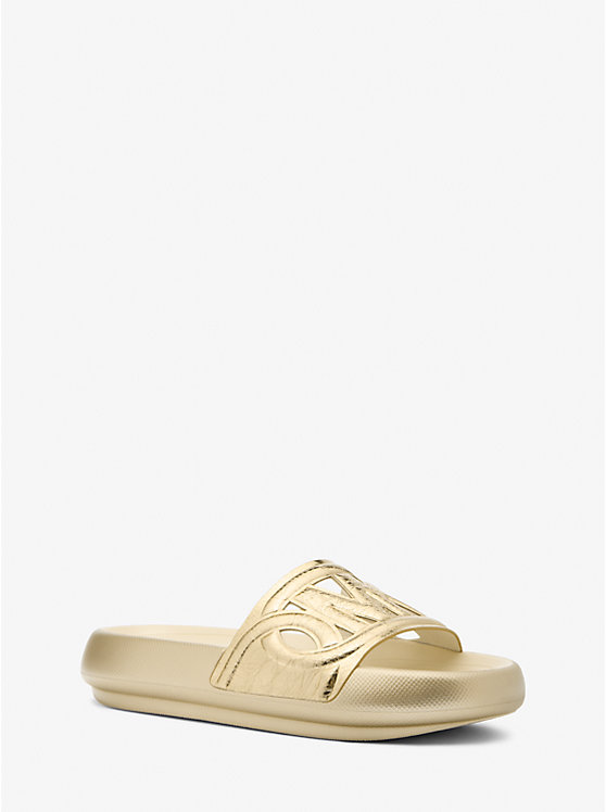 Splash Metallic Leather Slide Sandal Michael Kors