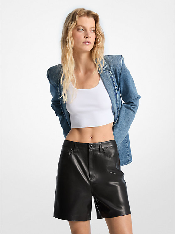 Boyfriend Leather Shorts Michael Kors