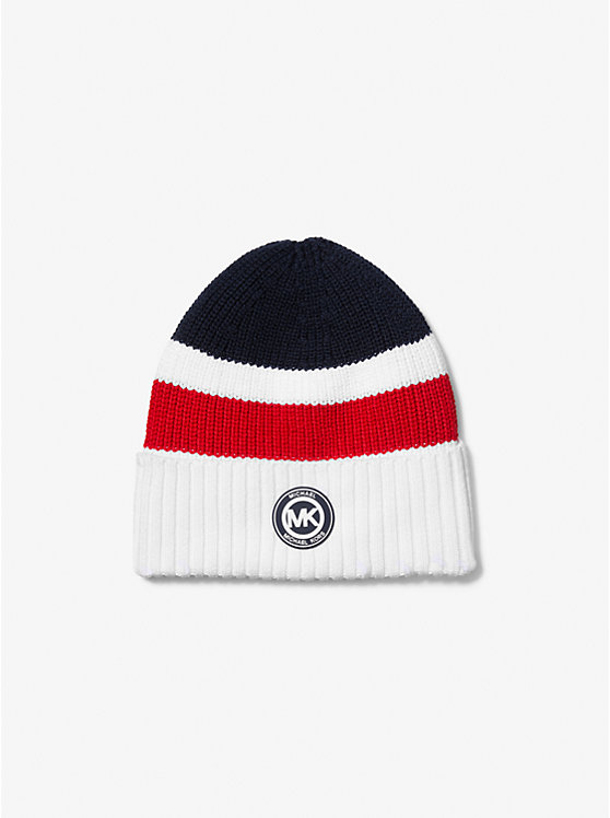 Color-Block Knit Beanie Hat Michael Kors