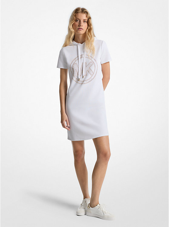 Studded Logo Cotton Blend Hoodie Dress Michael Kors