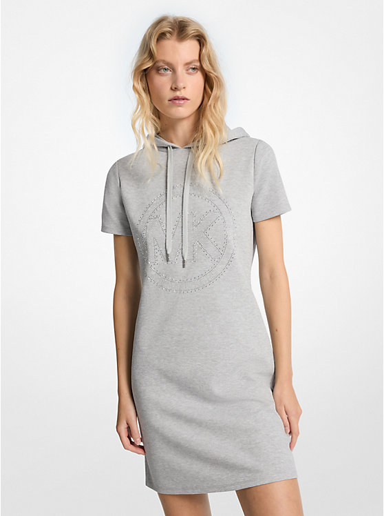 Studded Logo Cotton Blend Hoodie Dress Michael Kors