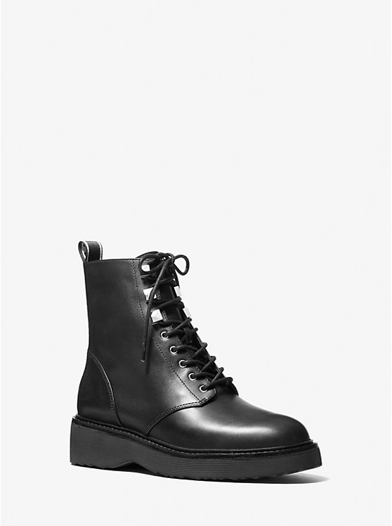 Haskell Leather Combat Boot Michael Kors