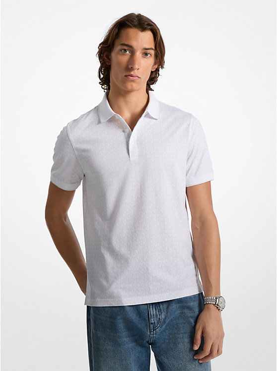 Greenwich Signature Logo Print Cotton Polo Shirt Michael Kors