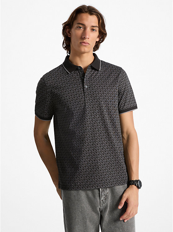 Greenwich Signature Logo Print Cotton Polo Shirt Michael Kors