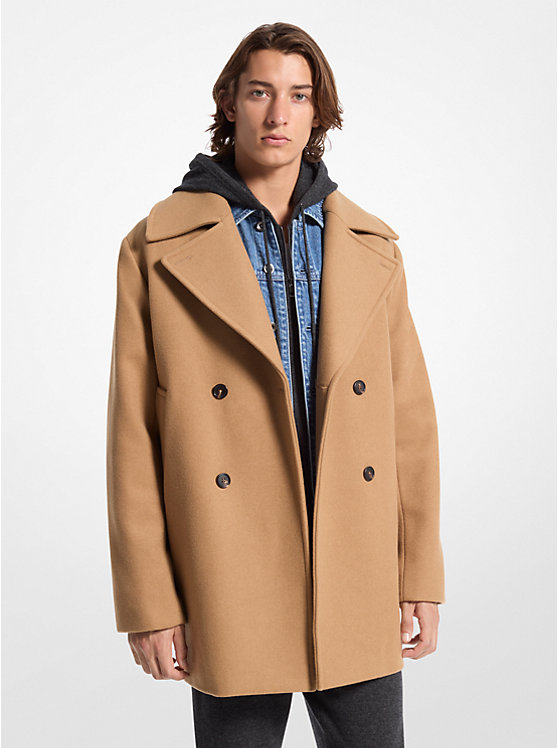 Wool Blend Peacoat Michael Kors Mens