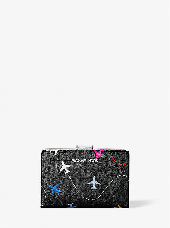 Jet Set Travel Medium Printed Signature Logo Bi-Fold Wallet Michael Kors