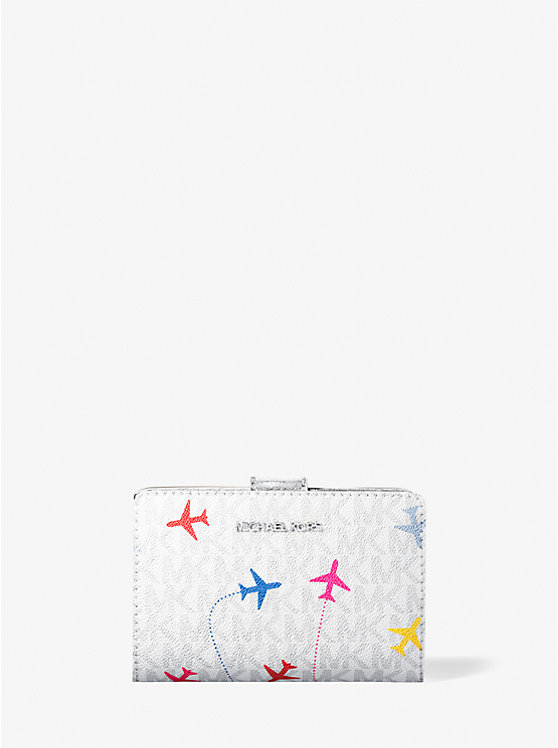 Jet Set Travel Medium Printed Signature Logo Bi-Fold Wallet Michael Kors