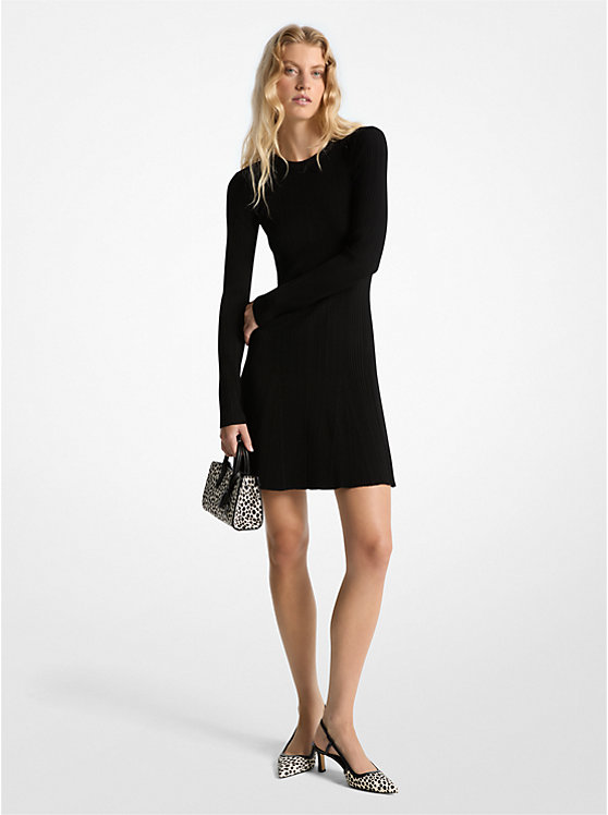 Ribbed Stretch Viscose Blend Dress Michael Kors