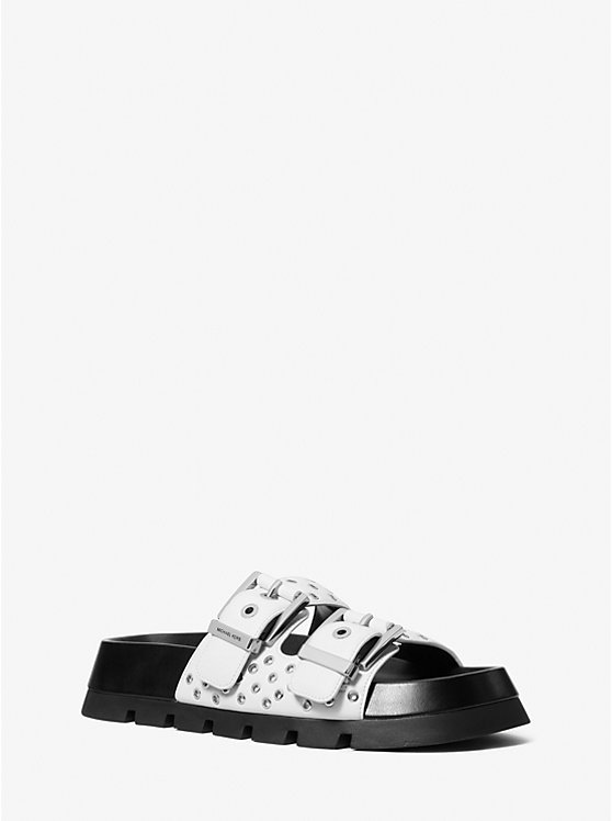 Colby Grommeted Leather Flat Sandal Michael Kors