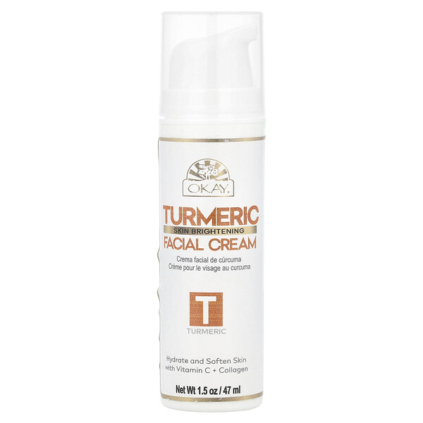 Skin Brightening, Facial Cream, Turmeric, 1.5 oz (47 ml) Okay Pure Naturals