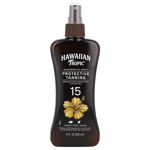 Protective Tanning, Sunscreen Oil Spray, SPF 15, 8 fl oz (236 ml) Hawaiian Tropic