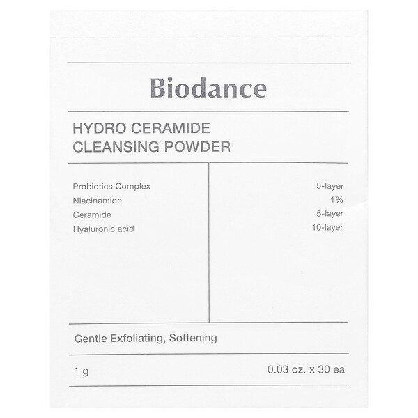 Hydro Ceramide Cleansing Powder (Порошок), 30 Packs, 0.03 oz (Унции) (1 g) Each BIODANCE