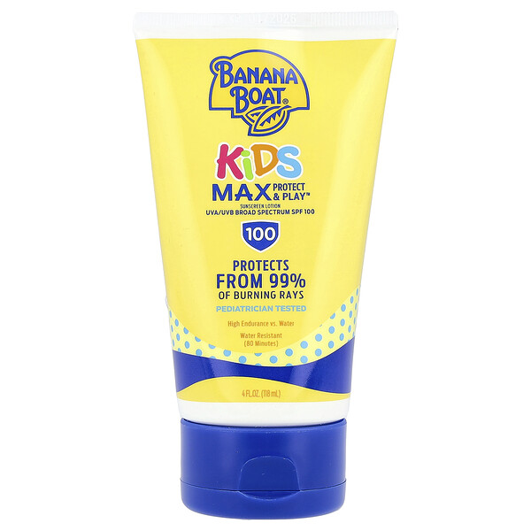 Kids, Max Protect & Play™, Sunscreen Lotion, SPF 100, 4 fl oz (118 ml) BANANA BOAT