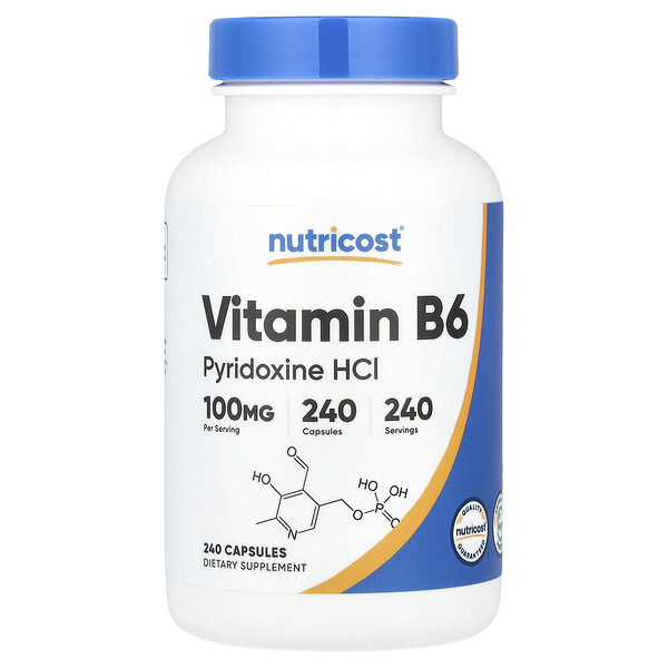 Vitamin B6, 100 mg, 240 Capsules Nutricost