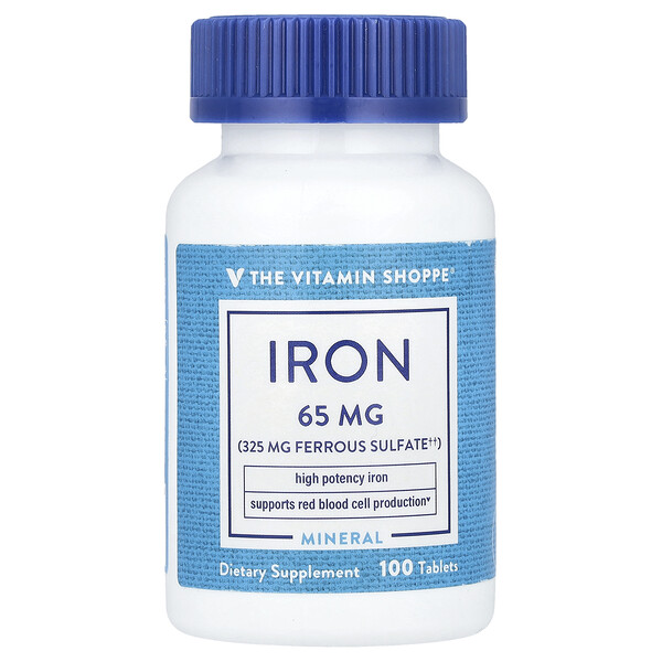 Iron, 65 mg, 100 Tablets The Vitamin Shoppe