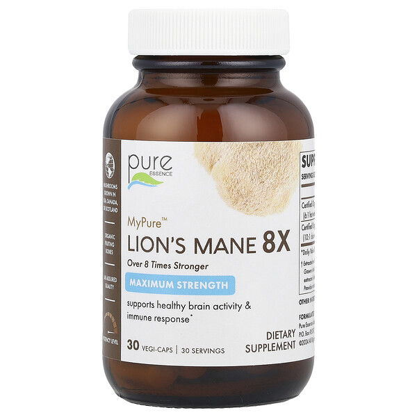 MyPure™, Lion's Mane 8X, Maximum Strength, 30 Vegi-Caps Pure Essence