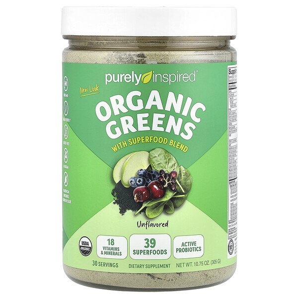 Organic Greens With Superfood Blend, Unflavored, 10.75 oz (305 g) Purely Inspired